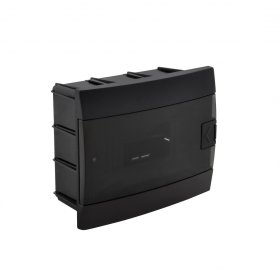 Automatinių jungiklių skydelis HOROZ, 8 modulių, IP40, su skaidriomis durelėmis, juodos sp., įleidžiamas