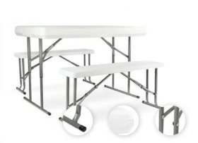 Plastikinis turistinių baldų komplektas Telexit, 113x68x74cm, pilkas