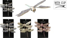 Kalėdinė dekoracija Laumžirgis, 2 vnt., su segtuku,  poliesteris ir polistirolas, 3 skirtingos sp., 13,5 x 9 x 1 cm