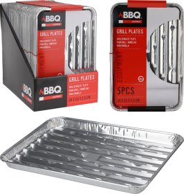 Griliaus padėklas BBQ, aliumininis, 34x23x2,5cm, 5 vnt.