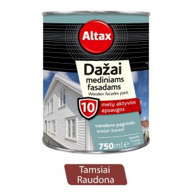 Vandeniniai dažai ALTAX, mediniams fasadams, tamsiai raudoni, 0,75 l