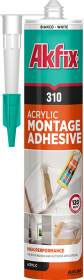 Montažiniai klijai AKFIX 310, 310 ml, naudojami įvairioms statybinėms medžiagoms suklijuoti