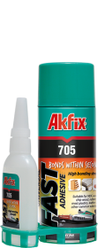 Klijai AKFIX 705, su aktivatoriumi, 400 ml, sujungti įvairioms medžiagoms, kur reikalingas greitas ir stiprus sujungimas