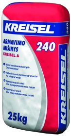 Armavimo mišinys KREISEL A 240, su sintetiniu plaušu, elastingas, putų polistirenui ir akmens vatai, 25 kg