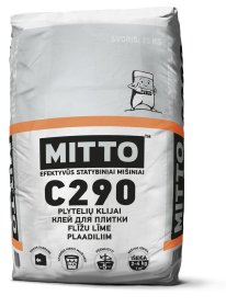 Keraminių plytelių klijai MITTO C290, vidaus darbams, 25 kg