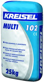 Klijai keraminėms ir akmens masės plytelėms KREISEL Multi 102, C1E, vidaus ir išorės darbams, 25 kg