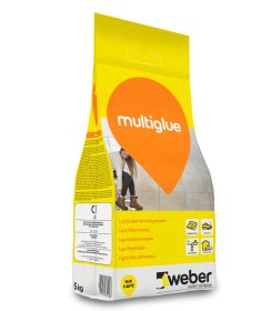 Elastingi balti plytelių klijai WEBER Multi Glue, C2Т, vidaus ir išorės darbams, 5 kg, 1013721