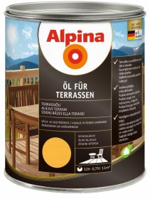 Aliejus medienai ALPINA Ol Fur Terrassen, 0,75 l, šviesus, vidui ir išorei