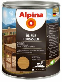 Aliejus medienai ALPINA Ol Fur Terrassen, 0,75 l, vidutinis, vidui ir išorei