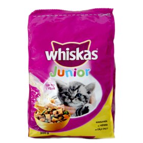 Sausas kačiukų ėdalas WHISKAS Junior, su vištiena ir daržovėmis, 300g
