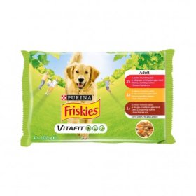 Konservai šunims FRISKIES Adult, su vištiena, jautiena, aviena 4x100g