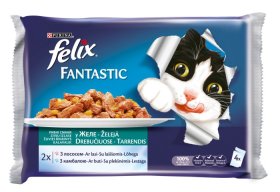 Konservuotas ėdalas katėms FELIX Fantastic, su žuvimi ir padažu, 4vnt x 85g