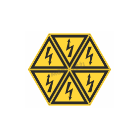 Informacinis ženklas, atsargiai-įtampa, 80 mm, lipdukas, 6vnt.