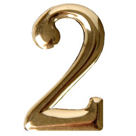 Numeriukas 2, 50 - 52 mm, geltonos spalvos, klijuojamas