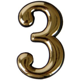 Numeriukas 3, 50 - 52 mm, geltonos spalvos, klijuojamas