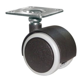 Dvigubas ratukas WAGNER, d-40 mm, juodas, minkštas, apkrova - 30 kg, SV tvirtinimo plokštė, 8 vnt.