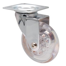 Pasukamas ratukas WAGNER Design, d-75 mm, skaidrus, paprastas guolis, apkrova - 55 kg.