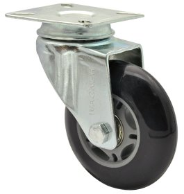 Pasukamas ratukas WAGNER Design, d-75 mm, juodas, minkštas, ritininis guolis