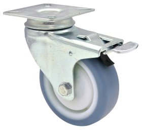 Pasukamas ratukas WAGNER Deluxe, d-75 mm, termoplastiko guma, su sriegiu, su stabdžiu, apkrova - 60 kg.