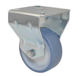 Fiksuotas ratukas, d-63 mm, termoplastiko guma, minkštas, paprastas guolis, apkrova - 50 kg.