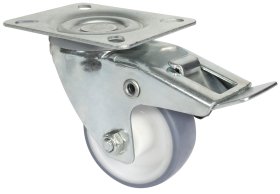 Pasukamas ratukas WAGNER, d- 80 mm, termo plastiko guma, su stabdžiais, ritininis guolis, apkrova - 50 kg.