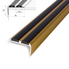 Aliumininė laiptų juostelė HESORA H 38 D1, 3.6 x 2 x 90 cm, mat.aukso spalvos, kilmės šalis ES