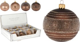 Kalėdinės eglės žaisliukas, su blizgančiomis linijomis, 6 cm, gintaro atspalvių