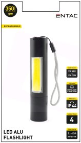 LED žibintuvėlis ENTAC En-2144, 3W (XPE) + 2W (COB), 350 lm, IP44,  pakraunamas nuo 220V, 1250 mAh (įmontuotas), su powerbank funkc.