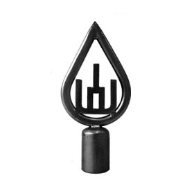 Vėliavos koto antgalis, su Gediminaičių stulpais, 20 x 10 cm, juodos sp.