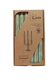 Vakarienės žvakių rinkinys Romanė, 6 vnt., žalia sp., santalas
