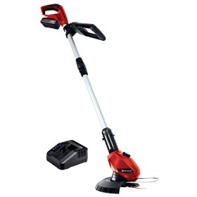 Akumuliatorinė žoliapjovė EINHELL GE-CT 18 Li Kit, 18 V, pjovimo plotis (plastikinis peilis) 24 cm, svoris 2,65 kg, teleskopinis kotas, kilpinė rankena, 2,5 Ah akumuliatorius ir pakrovėjas