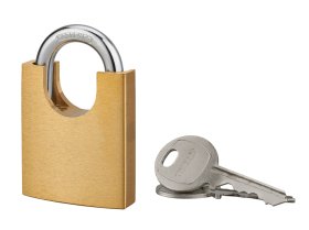 Pakabinama spyna THIRARD, žalvarinė, 50 mm, 2 raktai, 193054