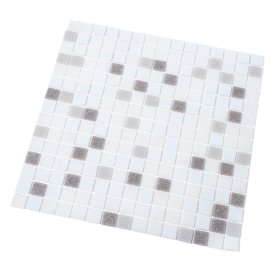 Stiklo mozaika MONA MOSAICS Ha204, 327 x 327 x 4 mm, spl. balta/pilka