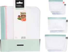 Daugkartinio naudojimo maišelis, užsegamas, 20 x 14,5 cm, 22 x 19 cm arba 26 x 20,5 cm