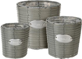 Pintų vazonų rinkinys, šviesiai pilkos sp., 3 vnt.