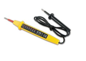 Elektroninis elektros įtampos testeris ELECTRALINE 58200, Daugiafunkcinis 8 in 1, matuoja 6-400 V kintamąją ir nuolatinę srovę, nustato įtampą, geltonas/juodas