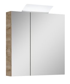 Vonios spintelė ELITA Mirror 60, 69,1 x 60 x 22 cm, pakabinama, viršutinė, veidrodis, 2D, LED apšvietimas 30 cm, ažuolo "CANELA" spalvos