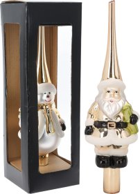 Kalėdų eglutės viršūnė, sniego senio arba kalėdų senio formos, šampaninės sp., 78 x 78 x 285 mm