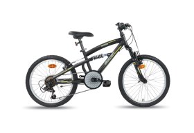 Vaikiškas kalnų dviratis SESTRIERE MTB, dydis 20", 6 pavaros, shimano, pilna amortizacija, juoda