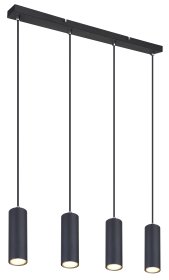 Pakabinamas šviestuvas GLOBO Robby, GU10, 4 x 35W, 230V, 1,2 m ilgio laidas, metalinis, matinės juodos sp., 60 x 650 x 1200 mm, 57911-4HB