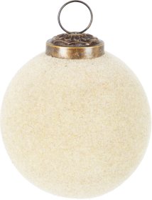 Eglutės žaisliukas, flokuotas stiklas, kreminės sp., skersmuo 8 cm