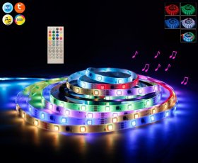 Išmaniosios šviesos diodų juostos komplektas SPECTOR LIGHT, 17613S+Tuya Music, LED 3m, 7,2W/m, IP44, RGB, dimer., muzikos progr., 12V, 30 LED/m , kompl. pultas, transf. 220V-12V