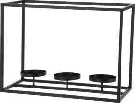 Žvakidė, trims žvakutėms, metalinė, juodos sp., 36 x 18 x 26 cm