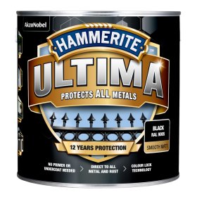 Metalo dažai HAMMERITE ULTIMA MATT BLACK, 2,2L