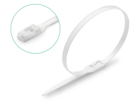 Tvirtinimo dirželiai XIDO, žemo profilio, 7,6x400 mm, baltos sp., 100 vnt., TDLP8X400-W