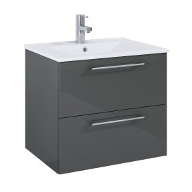 Vonios spintelės komplektas ELITA Roma Plus 60, 61,3 x 55,1 x 46,5 cm, apatinė, pakabinama, su praustuvu, antracito matinė spalva, 2DR, 5110009