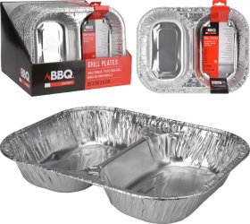 Grilio padėklas BBQ, aliumininis, 35 x 26,5 x 6 cm., 2 vnt.