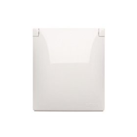 Kištukinis lizdas KONTAKT SIMON Aquaclick, baltos sp., 1 viet., mechanizmas su korpusu, su dangteliu ir įžeminimu, virštinkinis, IP44, ACGSZ1CZ/11