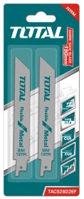 Elektrinio tiesinio pjūklo pjūkleliai TOTAL, metalui, 2vnt., 18TPI, Bi-Metal,150x19x0.9 mm, TAC52922EF