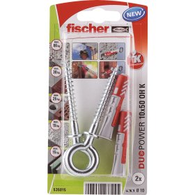 Dvikomponenčiai kaiščiai FISCHER Duopower, su O formos kabliu, 10 x 50 mm, 2 vnt.